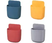 4 Piece Wall Mount Remote Control Wall Mount Remote Control Holder Self Adhesive Remote Control Storage Box, 4 Colors