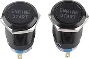 Engine Start Switch, Push Button Starter Switch, 12V Waterproof Car Engine Start Push Button Switch Ignition Starter, Waterproof Push Start Button(Black zinc-aluminum alloy shell)