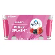 Glade Candle Jar Air Freshener Bubbly Berry Splash 3.4 Oz 2 Count