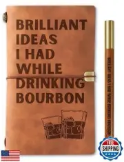 Bourbon gifts Leather Journal Notebook with Pen, for Whiskey Lovers, Men, Wom