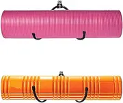 Wall Mount Yoga Mat Foam Roller and Towel Rack Hooks , Exercise Mat Storage Shelf for Hanging Yoga Strap and Resistance Bands at Your Fitness Class or Home Gym, Adjustable Size,Up to 20Lbs - （2 Pack）