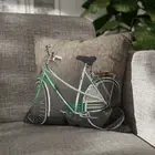 CUSHION COVER PILLOW CASE|RETRO HIPSTER GREEN BICYCLE