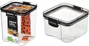 [Sistema] Ultra Square Food Container, 920ml, Black & J7S95 Ultra Square Food Container, 460ml, Black, Brown/Tan