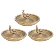 3x LVD Jewellery Storage Trinket Tray Snail Home/Room Decor Round 12cm Gold