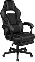 Flash Furniture X40 Gaming Chair Racing Ergonomic Computer Chair with Fully Reclining Back/Arms, Slide-Out Footrest, Massaging Lumbar - Black/Gray