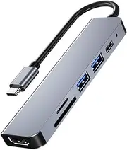 SWOOMEY Type-c Docking Station 6-Port USB Hub for Laptop Data Hub Video Converter 87w Fast Charging Office Accessory