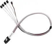 Silverstone CPS03-RE 36-pin Mini-SAS SFF-8087 (Target) to SATA 7-pin (Host) with sideband Cable, 0.5 Meters, SST-CPS03-RE