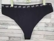 Yitty Spotlight Thong 2X In Shimmered Metallic Iconic Black New Lizzo Underwear
