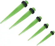 [BodyJewelryOnline] Package of 16Pc Green Acrylic Ear Tapers Stretching Kit