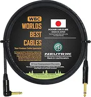 75 CM - Guitar Bass Instrument Cable CUSTOM MADE By WORLDS BEST CABLES – using Mogami 2524 wire and Neutrik NP2RX-B & NP2X-B ¼ Inch (6.35mm) Gold TS Connectors