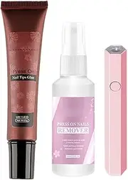 Solid Nail Glue Gel - Press On Nail Tips Glue | Super Strong Nail Gel | Nail Tips Glue Gel | Gentle Solid Nail Glue and Nail Remover Spray | Easy to Use False Nail Tips | Press On Nail Glue for Saloo