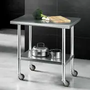 Cefito Stainless Steel Kitchen Benches Work Bench Wheels 91X61CM 430