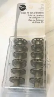 Dritz Class 15 Box of 12 Metal Bobbins Plastic Case Sewing Machine Sew 11046
