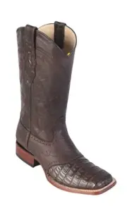 LOS ALTOS BROWN GENUINE CROCODILE CAIMAN SQUARE TOE WESTERN COWBOY BOOT (D)