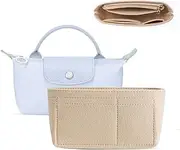 [Yizene] Mini folding handbag Organizer, multi-pocket storage compartment, Large handheld felt storage bag (Beige mini handbag storage bag)