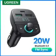 Ugreen Bluetooth 5.0 Car Charger FM Audio Transmitter Quick Charge USB C 20W