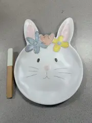 Mud Pie Bunny Cookie Tray With Tongs New