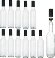 Encheng 12 oz Glass Bottles With Cork Lids,Home Brewing Juicing Clear
