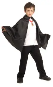 Boys Black Vampire Cape with Collar Hero Unisex Costume Boys Girls Kids Child
