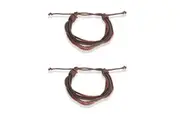 2x Ben Sherman Men's Braided Bracelet Adjustable 26cm Hand Wrist Accessory Brown