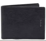 New with Box Tumi Mens Global size Double Billfold Wallet Black Leather W/Gift!