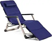 SHTFFW Portable Camping and Sports Chair Office Home Folding Chair Outdoor or Indoor Adjustable Nap Recliner Chair Folding Deck Chair Patio Chairs with Steel Pipe Frame