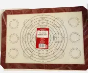 2 Holiday Time Silicone Baking Red Mats Pie,Cookies & Macaron Outlines 16x11.5