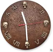 Outdoor Wall Clock Weatherproof, Resin Garden Wall Clocks Outdoor Skull Garden Ornaments Outdoor, Roman Numerals Precise Timing Mute Retro Classic Creative Outdoor Decoration