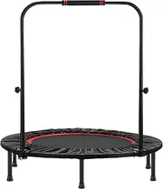 fitnessLAB Mini Trampoline with Handrail Foldable Fitness Trainer Home Gym Rebounder | Foldable Fitness Trampolines, Rebound Recreational Exercise Trampoline