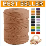 Macrame Cotton Cord Roll 4mm x 500m - Brick Red String for Crafting and Gifts