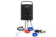 Camplux 5L Outdoor Gas Water Heater w/Water Pump Kit Portable Shower - Black