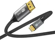 3m/10ft 8K Mini DisplayPort to DisplayPort Cable 32Gbps Mini DP to DP 1.4 Cord Lead Adapter 8K@60Hz, 4K@144Hz Bidirectional Thunderbolt 2 HDR,G-Sync,FreeSync,DSC,FEC for iMac,PC,Monitor,MacBook,Laptop