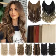 CLEARANCE Women Invisible Wire Hair Extensions Secret Headband Hairpiece Wavy