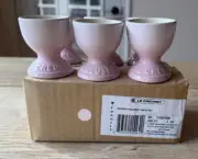 Le Creuset Stoneware Set of 6 Footed Egg Cups Shell Pink NEW NIB