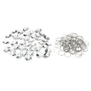 50 Pack K9 Crystal Octagon Beads 2 Holes Pendants with Ring 14mm Clear