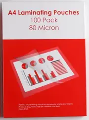 Laminating Pouch, GNS Basic, A4, 80 Microns, PK100, Laminating Sheets, 100 Pack, A4 Laminating Pouch, 80 Micron Laminator