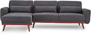 Sarantino Faux Velvet Sofa Bed Couch Corner Lounge Chaise Cushions D.Grey