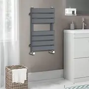 Warmehaus Flat Panel Heated Towel Rail Radiator Ladder Rad Anthracite 650 x 400mm Grey Central Heating Towel Warmer for Bathroom Kitchen