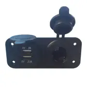 12 Volt Dual USB & Female Cigarette Socket with Flush Mount Plate