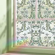 Stained Glass Window Film, Privacy Film for Glass Windows, Decorative Window Cling, Window Coverings Film for Bathroom Home Office, Non Adhesive Window Cling Cover