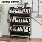 24 Pairs 3 Flip Drawers Shoe Rack Cabinet Storage Sneakers Organizer Side Hooks