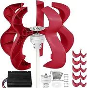 YHOZHUT Wind Generator 1200W Vertical Wind Turbine 12V / 24V / 48V / 220V Red Gourd Shaped 5 Blade Wind Power Turbines With Controller And AC PMG, Low Noise High Efficiency For Home, Decks, Farms,220v