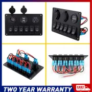 6 Gang 12V 24V Switch Panel ON OFF Toggle LED Rocker Dual USB Car Marine Boat RV (for: Daihatsu)