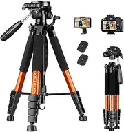 [Victiv] Tripod 74-Camera-Tripod for Cell Phone, Aluminum Professional Heavy Duty Camera Tripod Stand, Tripod for Camera DSLR SLR with Carry Bag, Compatible with Canon Nikon iPhone