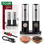 Electric USB Rechargeable Salt Pepper Grinder Set Stainless Steel Automatic Mill