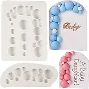 3D Pearl Fondant Mold Ball Pearl Semi Sphere Chocolate Silicone Molds For Cake Decoration Cupcake Topper Candy Sugar Lollipop Polymer Clay Gum Paste Set of 2