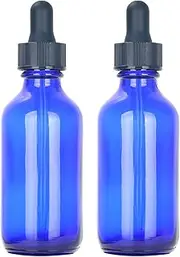 Magic Season Boston Round Glass Bottles (Blue / 60 ml with Droppers/ 2 Pcs)