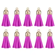 50Pcs Leather Tassel Keychain Charm Bulk with Cap for Jewelry Making Dark Purple