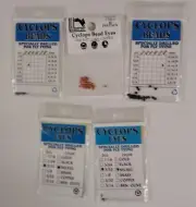 Hareline Cyclops Bead Eyes; sz 3/32; 5 packs; Black, Nickel, Copper, Brown