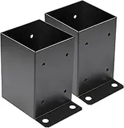 Likeem 4 x 4 Post Base 2 PCS, Inner Size 3.6"x3.6", Heavy Duty Metal Black Powder Coated Post Brackets, for Pavilion Deck Railing Support Deck Base Plate, Support Bolt Down